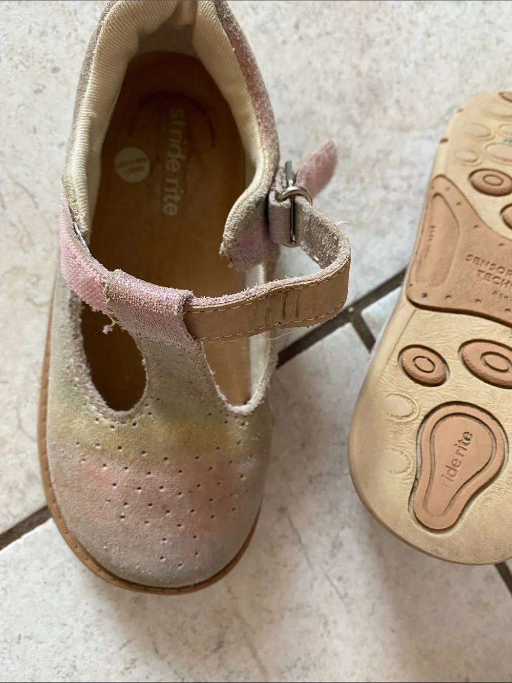Stride Rite Girls' Pastel Rainbow T-Strap Mary Janes